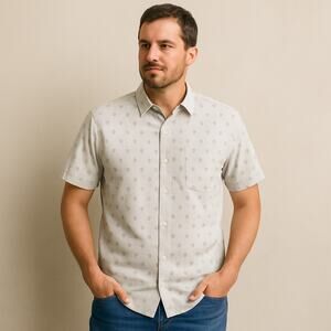 Lee Premium Select Men’s XL White Stretch Button-Down Short Sleeve Shirt